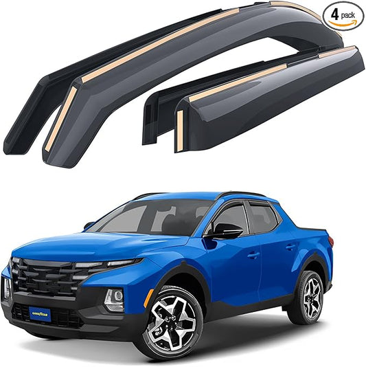 Goodyear Shatterproof in-Channel Window Deflectors for Hyundai Santa Cruz 2022-2026, Rain Guards, Window Visors for Cars, Vent Deflector, Car Accessories, 4 pcs - GY007896
