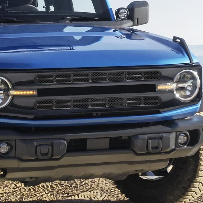 Jimen for Bronco Grille Inserts, 6 Pack Front Mesh Grill Cover Guard Exterior Trim Accessories Compatible with Ford Bronco 2021-2024 (Matte Black)