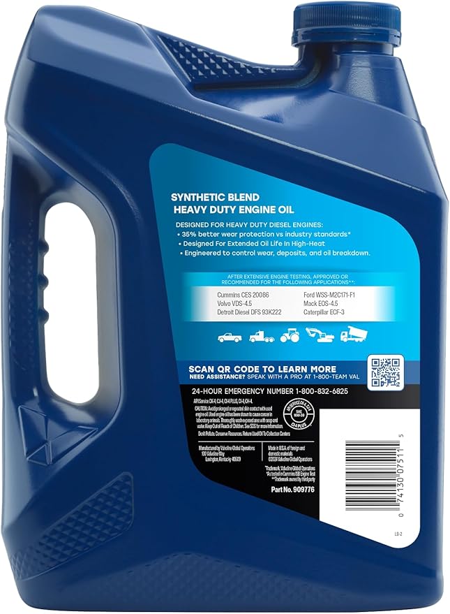 Valvoline Heavy Duty Synthetic Blend 10W-30 Diesel Engine Oil 1 GA, Case of 3