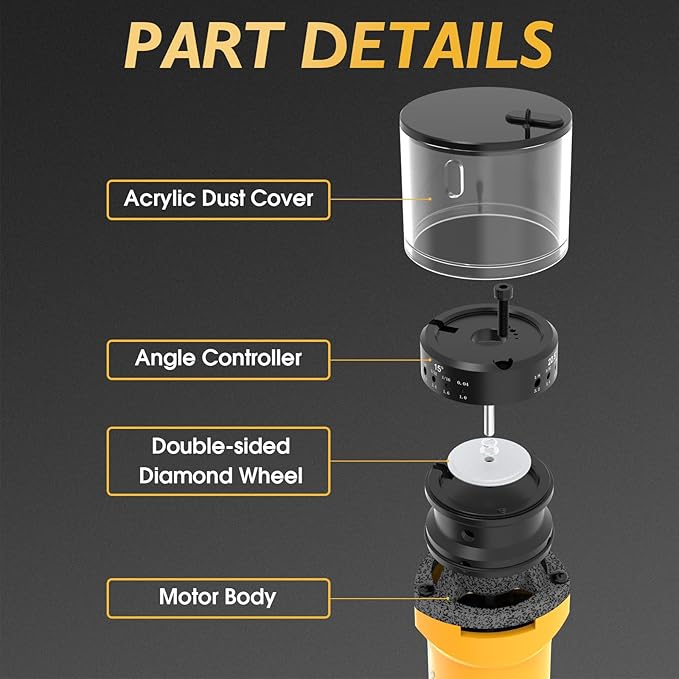 TOOLIOM 110V Tungsten Electrode Sharpener for TIG Welding with Dust Shield,4-Size & 3-Angle Handheld Electrode Tungsten Grinder,TIG Welding Rotary Tool with Flat Grinding Block, Cut-Off Slot