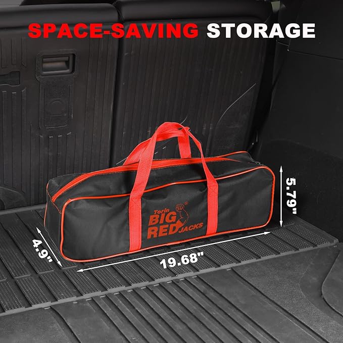 Big RED Car Jack 3Ton/6610 lbs Universal Scissor Jack with Rubber Pad, Portable Tire Changing Kit with Lug Wrench, Emergency Kit for Sedan SUV MPV