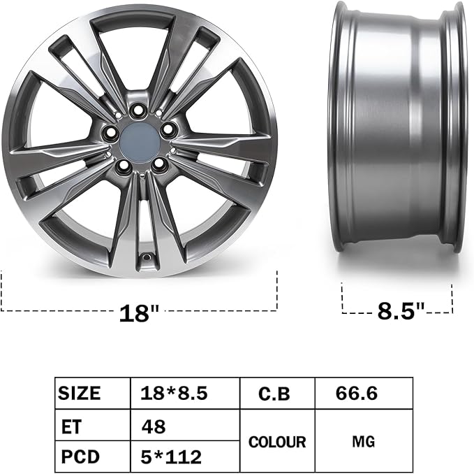 New 18" x 8.5" Rear Aluminum Alloy Replacement for OE Wheel Rim Compatible with C300 C350 2015-2018, 85371, Fits for Rear Wheel Only