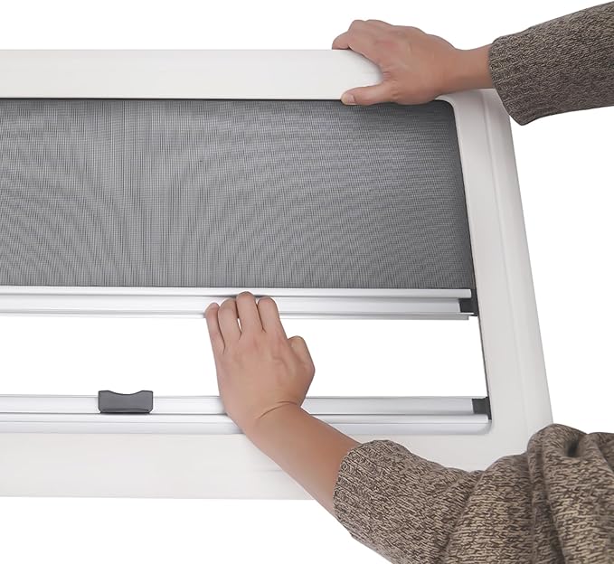 900 × 500 mm(35.4 × 19.7In) RV Caravan Camper Windows Replacement, Top Hinged Push Out Window Trailer External Push Window RV Trailer Vent Hatch Skylight