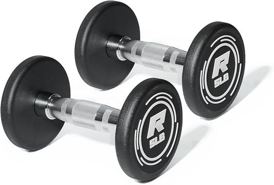 RitFit 5-250 LBS PVC Encased Round Dumbbell sets with Knurled Handle and Optional Rack, Strength Training Equipment for Home Gym