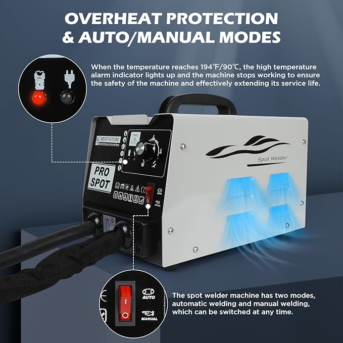 Stud Welder Dent Repair Kit, 110V Spot Welder Dent Puller Machine 2000W 3800A Dent Puller Welder with 6 Welding Modes Vehicle Body Repair Dent Removal Tools for Car/Truck/Motorcycle