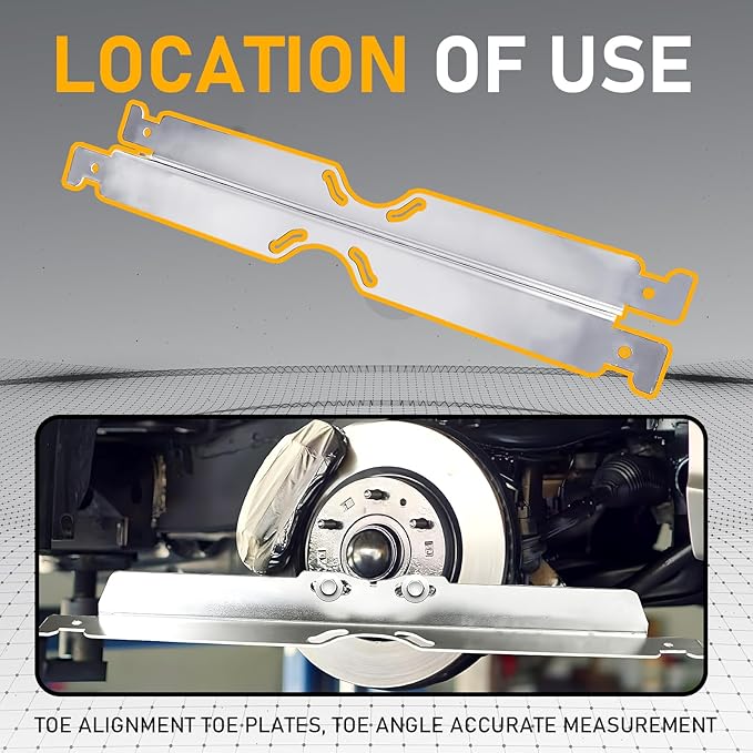 2 Pack Toe Alignment Tool Plates with Measuring Tape, Wheel Alignment Tool Kit for Cars, Trucks, SUVs, Sturdy and Compact Plates for Fast, Accurate Wheel Alignment Measurements