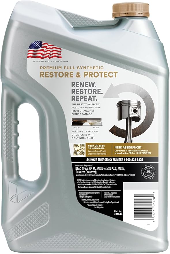 Valvoline Restore & Protect Full Synthetic 0W-20 Motor Oil 5 Quart