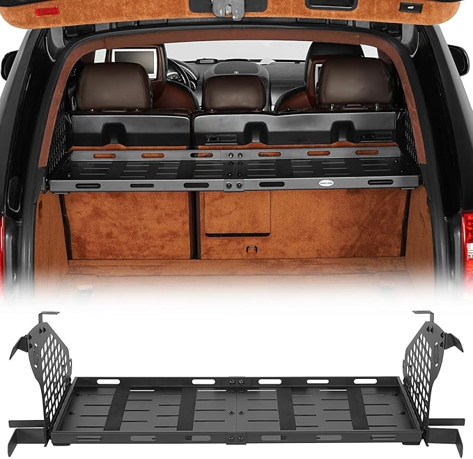 Hooke Road Cayenne Cargo Rack Basket & Window Molle Panel for 2003-2010 Porsche Cayenne 955 957, Trunk Organizer Storage Shelf for Overland Camping Gear