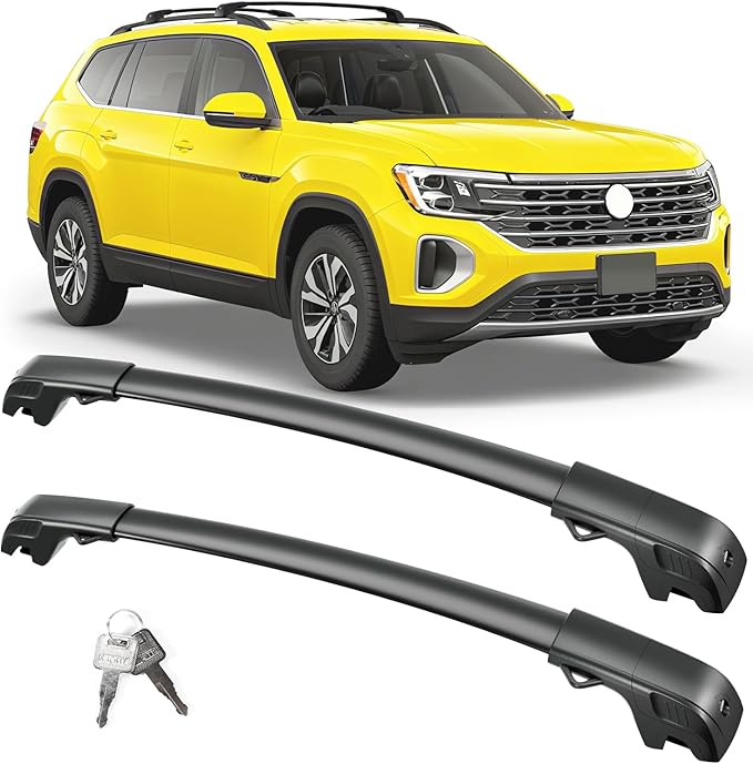 FengYu 300lb Lockable Roof Rack Cross Bars Compatible with Volkswagen VW Atlas 2017-2026 with Raised Side Rails(Not for Atlas Cross Sport), Heavy Duty Aluminum Roof Rails Crossbars Cargo Bars Carrier