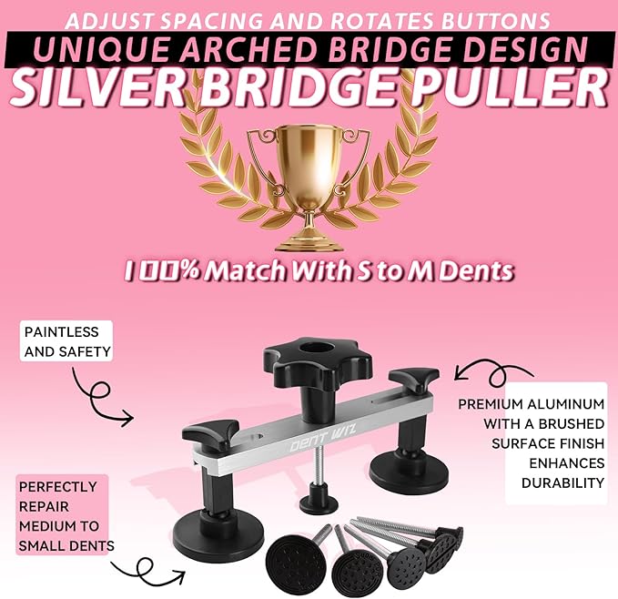 Car Dent Puller Kit, Paintless Dent Remover Tool with High Viscosity Puller Tabs & Glue Sticks Hot Glue Gun, 2-in-1 Slide Hammer T-bar, PDR Tools Set for Car Dent Repair Hail Damge or Door Dings