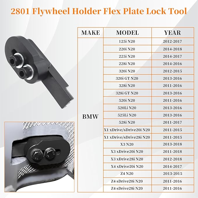 Camshaft Alignment Timing Tool Kit, Compatible with BMW N20 N26 Engine, with Flywheel Holder Tool & Balance Shaft Tool & Fuel Injector Install Removal Tool, with Gloves