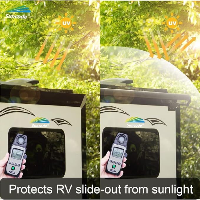 Suncode Slide Topper Awning Black RV Slide Out Awning Slide Out Protection Modular Designed for RVs,Travel Trailers,5th Wheels,and Motorhomes 9'1"(8'7"Fabric)