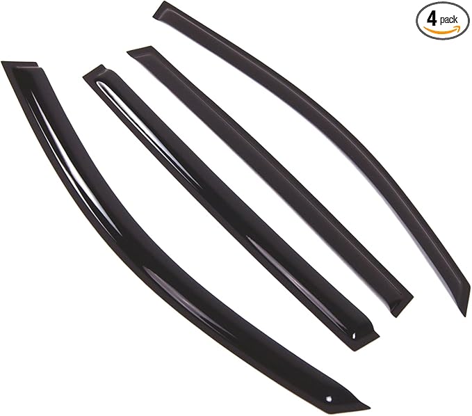 TuningPros Outside Mount Window Vent Visors Rain Guards Compatible with Volkswagen Tiguan 2009-2016 | Side Window Wind Deflectors Rain Shields | Smoke Tinted, 4 Pcs Set, DGWV-747