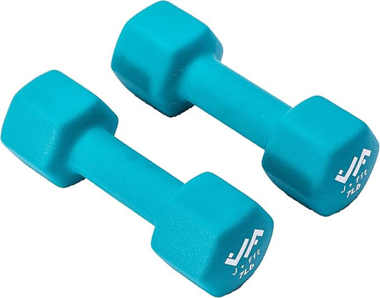 JFIT Dumbbell Pairs or Sets – Neoprene & Vinyl Coated Hand Weights for Home Gym, Strength Training, Aerobics, Cardio Exercise and Fitness