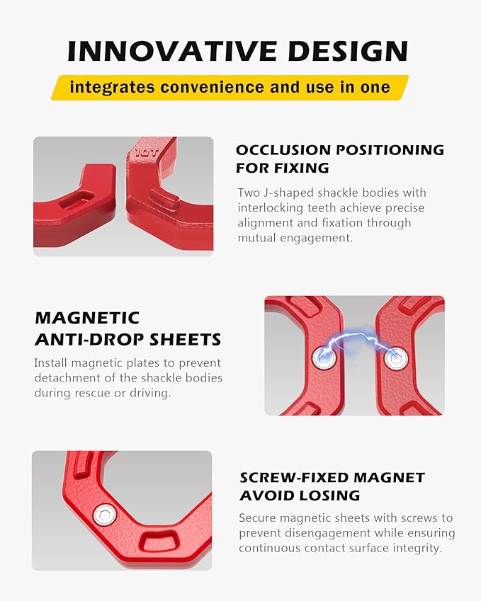 3/4" D-Ring Shackles, Heavy Duty Forged Steel Shackles with 7/8" Pin, Easy Open D-Ring Shackles Towing Winch Hooks for Recovery, Trucks, SUV, ATV, UTV, Off-Road Vehicles, Red Red