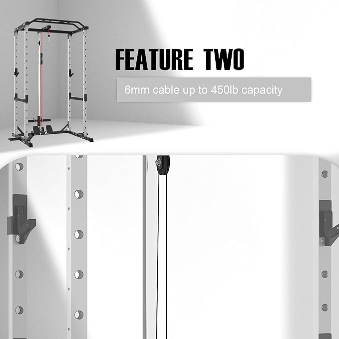 Power Rack Home Gym Package, 1600LBS Capacity Power Cage with 1.2" Diameter Multi-Grip Pull-Up Bar, LAT Pulldown System and Landmine Attachment, Gray P30