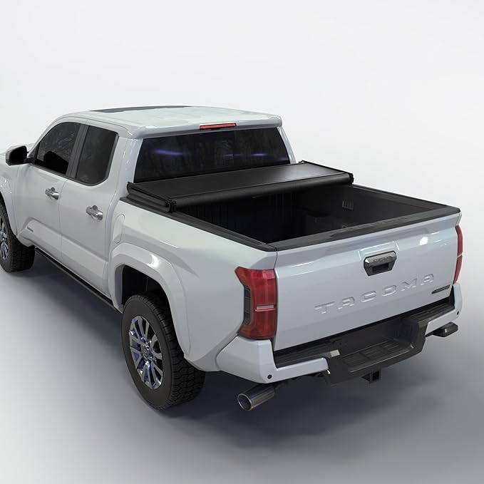 Soft Folding Truck Bed Tonneau Cover |TSTF022|Fits 2016-2026 Toyota Tacoma w/OE Track System 6' 2" Bed (73.7")