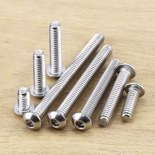 1/4-20 x 3/8" Button Head Socket Cap Bolts Screws, 304 Stainless Steel 18-8, Allen Hex Drive, Bright Finish, Fully Machine Thread, Pack of 50