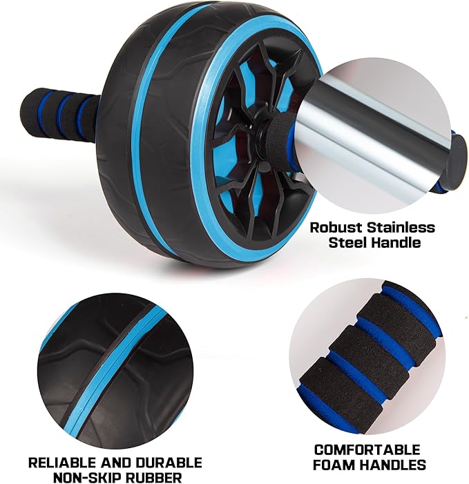 Ab Roller Wheel,Ab Workout Equipment,Home Gym Equipment for Abdominal & Core Strength Training,Wider Ab Machine with Knee Pad Accessories,No Noise Ab Wheel for Men & Women Abdominal