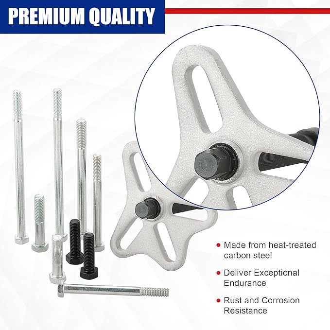 46pcs Harmonic Balancer Puller Set, Steering Wheel Flywheel Crankshaft Pulley Puller kit with Harmonic Balancers, Crankshaft Pulleys and Gears, Work on Most Cars, Pickups, SUVs