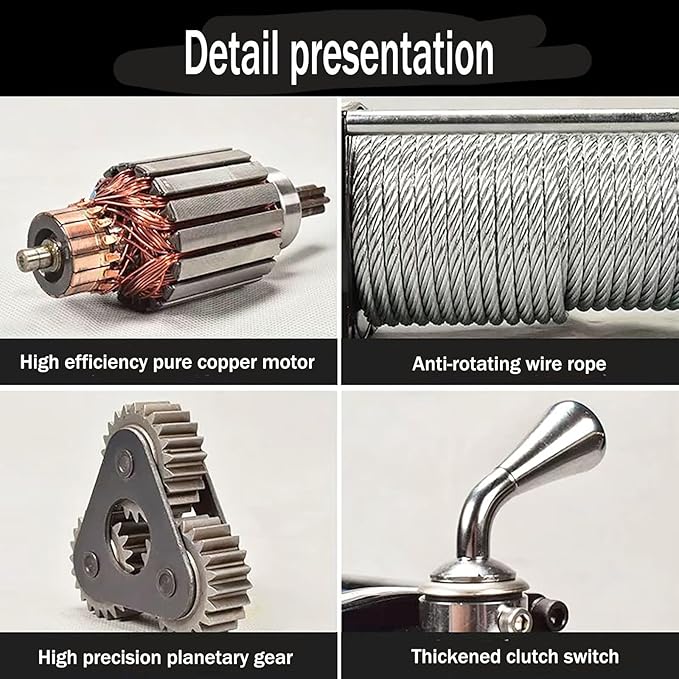 Electric Winch, Truck Winch, Waterproof Electric Winch Kit with Wireless Remote & Hawse Fairlead for Truck Jeep SUV Boat car (3000 lb)