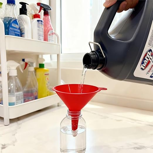 5 Pcs Plastic Oil Funnels for Automotive Use Set, Large Flexible Fuel Funnel, Wide Mouth Fuel Funnels with Detachable Spout and Filter for Water, Gasoline, Coolant, Engine Oil Transfer