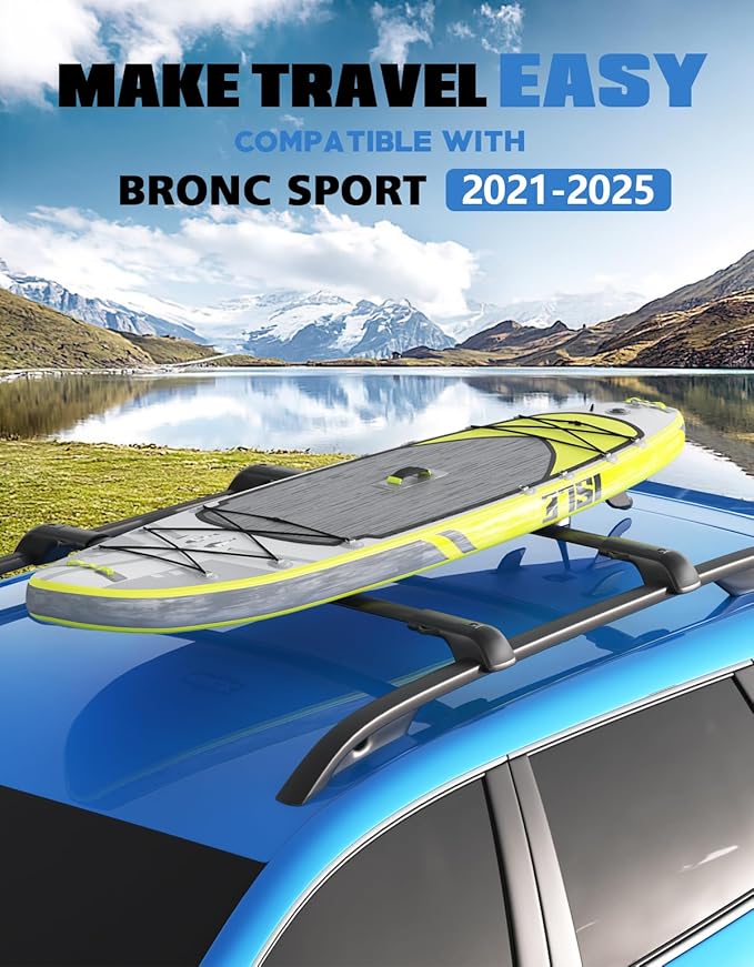 FengYu 300lb Lockable Roof Rack Cross Bars Compatible with Ford Bronco Sport Base & Bigbend & Outer Banks & Badlands & First Edition 2021-2025 Aluminum Crossbars Rails Cargo Racks Luggage