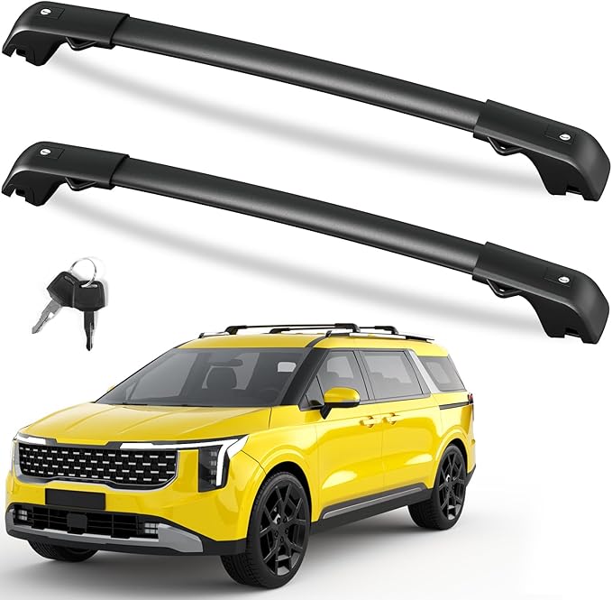 FengYu 300lb Lockable Roof Rack Cross Bars Compatible with 2022-2026 KIA Carnival & Carnival Hybrid, Heavy Duty Aluminum Roof Rails Crossbars Cargo Bars Canoe Rooftop Black Carrier Luggage.