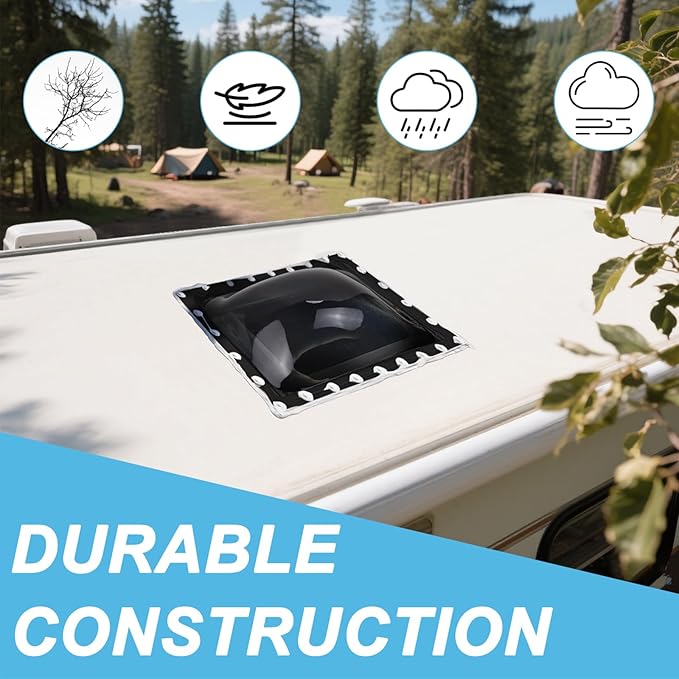 XMK RV Skylight Replacement,18" x 18" Outer Dome Fit 14" x 14" Openings, RV Skylight Cover Shower Roof Dome for Camper Trailer Fifth Wheel Truck, Impact Resistant, UV Block, Black