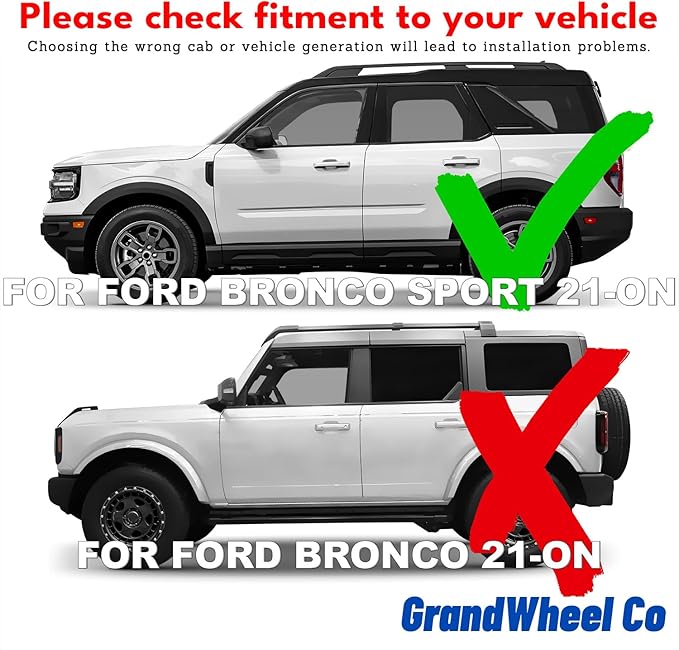 Window Deflectors Smoke Tinted Tape-On Side Window Vent Visor Deflectors Rain Guards Compatible with Ford Bronco Sport 2021-2025 - 4pcs. GW0565