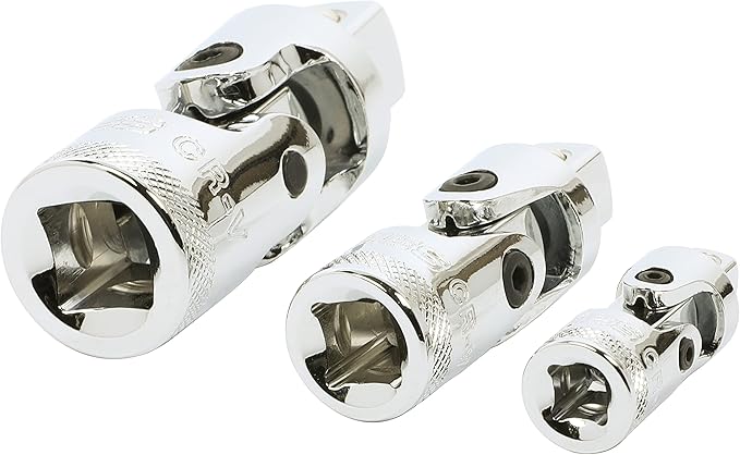 ARES 37000-3-Piece Spring Loaded Universal Joint Set – Spring Loaded Tension Keeps U-Joint In Position at Odd Angles - 1/4-Inch, 3/8-Inch, and 1/2-Inch Drive