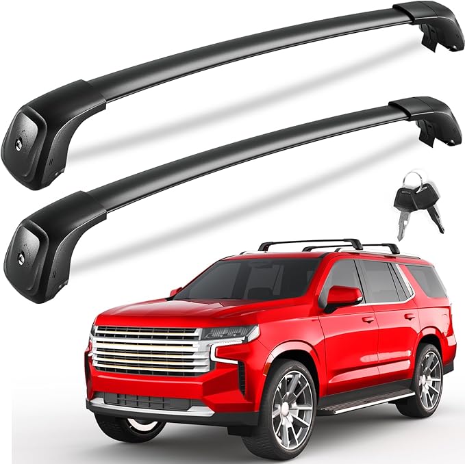 KINGGERI Lockable 330lbs Roof Rack Cross Bars Compatible with 2021 2022 2023 2024 2025 2026 Chevy Tahoe & Chevrolet Suburban & GMC Yukon XL & Cadillac Escalade ESV, Heavy Duty Rooftop Aluminum