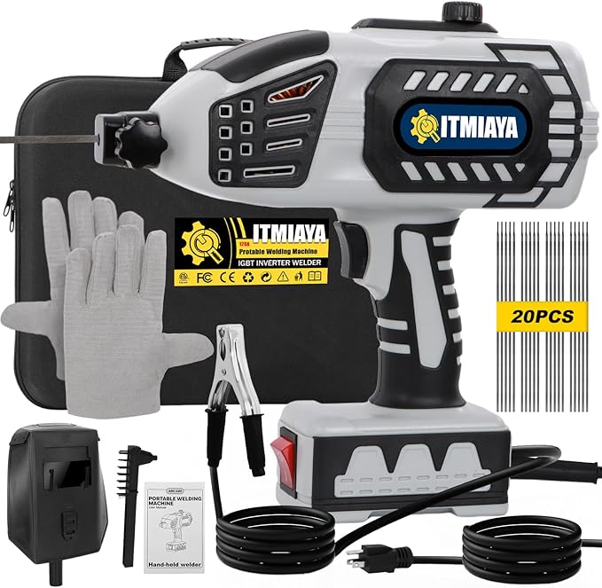 Handheld Welder 110V ARC Portable Stick Welding Machine IGBT Inverter 20-120Amps Stepless Current 1/16"-1/8" Electrodes Home Repair DIY Work for Beginner (Grey)