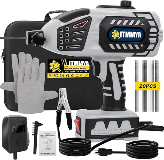 Handheld Welder 110V ARC Portable Stick Welding Machine IGBT Inverter 20-120Amps Stepless Current 1/16"-1/8" Electrodes Home Repair DIY Work for Beginner (Grey)