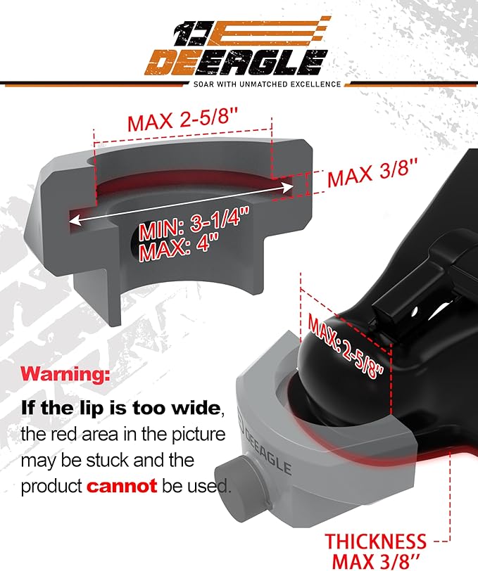 DEEAGLE Heavy Duty Trailer Coupler Lock, RV Trailer Locks Fits 2-5/16” Couplers, Anti-Theft Ball Hitch Lock, Grey