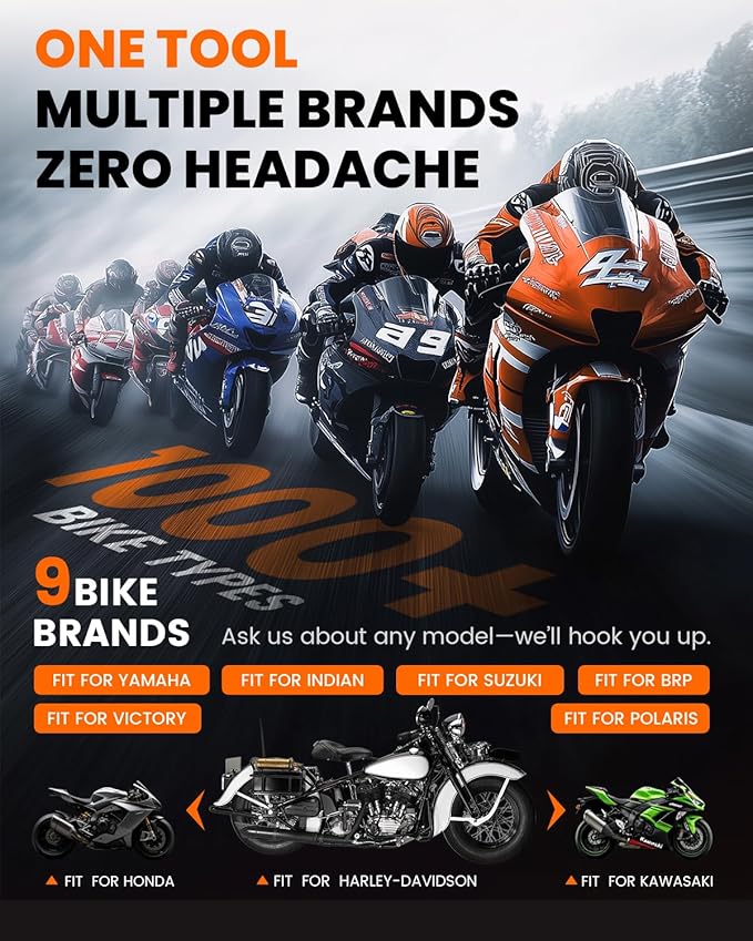 ANCEL MT500 PRO Motorcycle Scanner, Full-System OBD2 Diagnostic Tool with Quick Service Resets & Advanced Programming, Fits for Harley, Honda, Yamaha, Indian, Kawasaki, Suzuki, Polaris, BRP, Victory