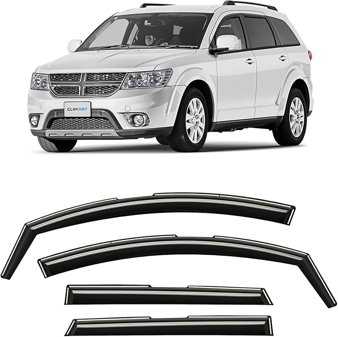 CLIM ART in-Channel Incredibly Durable Rain Guards for Dodge Journey 2009-2020, Original Window Deflectors, Vent Window Visors, Vent Deflector, 4 pcs. - 609097