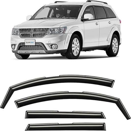 CLIM ART in-Channel Incredibly Durable Rain Guards for Dodge Journey 2009-2020, Original Window Deflectors, Vent Window Visors, Vent Deflector, 4 pcs. - 609097