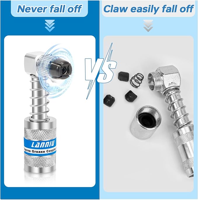 Grease Gun Kit, 8000 PSI Heavy Duty Pistol Grip Grease Gun with 14 OZ Capacity, Includes 0.53" Grease Coupler & 90° Grease Adaptor, Grease Guns for Automotive, Agricultral, Industrial, Marine