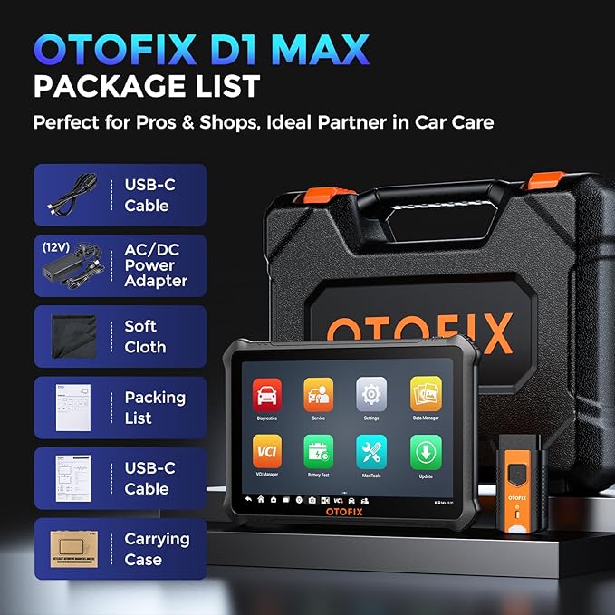 OTOFIX D1 Max OE Full System Diagnostics Scanner 2025 Ver, [2-Years Free Update] Bi-Directional Scan Tool for Car, 40+ Service Functions, Advanced ECU Coding, 10000+ Car Coverage, V.A.G Guided