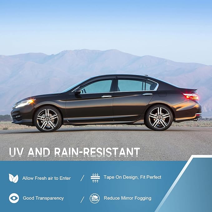 ACLONG Smoke Rain Guards Fit for Honda Accord 2013-2017 Tape-On Side Shatterproof Window Visor, Window Deflectors, 4-Piece Set