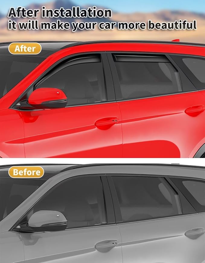 in-Channel Window Rain Guards Fit for Hyundai Santa Fe 5 Seats 2019-2023(Not for XL 7-Seats) Extra Durable Window Visors Window Deflectors Vent Visors Vent Shades Car Accessories-4 pcs 2-Q16