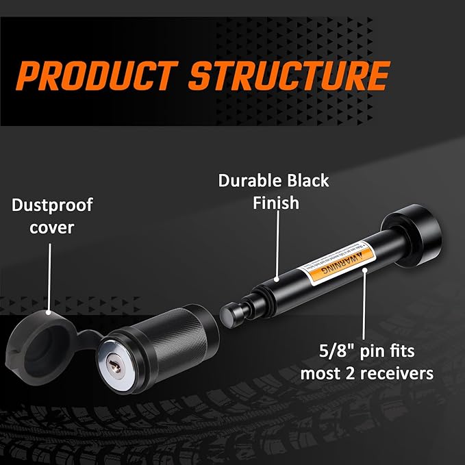 METOWARE Keyed Alike Trailer Lock Set, 5/8" Dia 3-1/2" Long Anti-Theft Trailer Hitch Lock Fits Class III IV Receiver, Dia 1/4" with 3/4" Span Trailer Tongue Lock for Tow Boat RV Truck