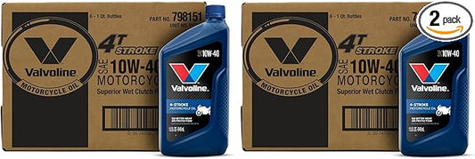 Valvoline 4-Stroke Motorcycle SAE 10W-40 Motor Oil 1 QT, Case of 6 (Pack of 2)