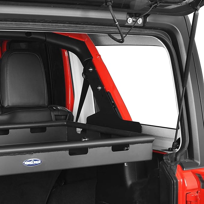 Hooke Road JLU Rear Trunk Cargo Cover Basket Rack Luggage Storage Carrier Tray for 2018-2025 Jeep Wrangler JLU 4-Door Hardtop & Sky One-Touch Power Top