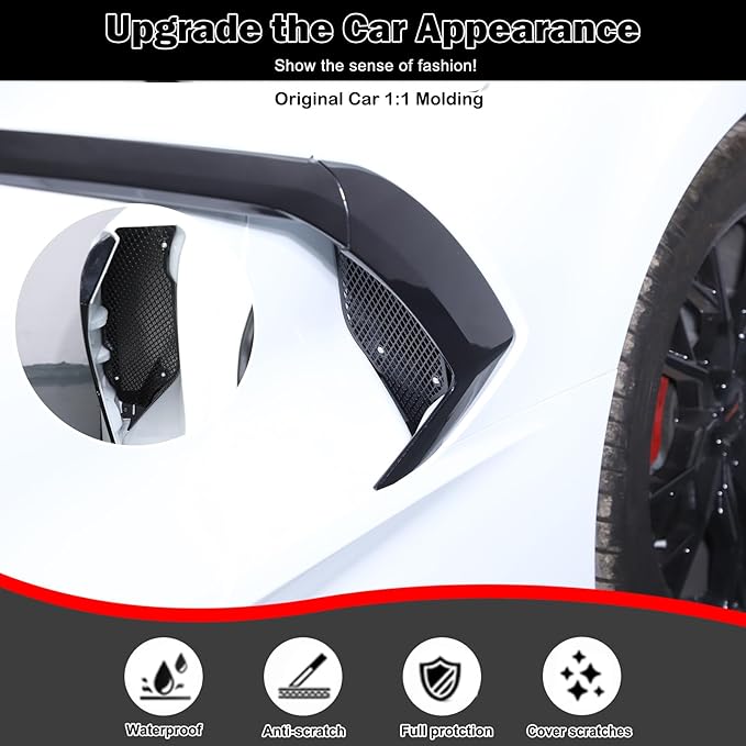 for Corvette C8 Side Intake Mesh Grilles Insert Set,Stainless Driver and Right Passenger Side Radiator Air Intake Vent Guards for Corvette C8 Stingray Z51 2020-2025 Accessories (Black)