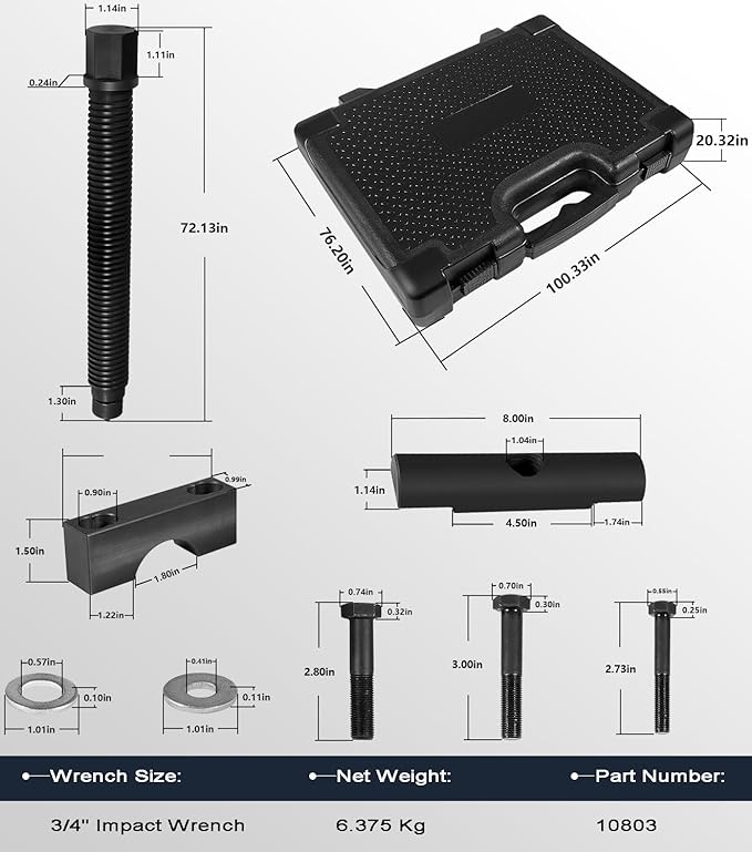 10803 Heavy Duty Yoke Puller, Commercial Yoke Removal Tool Kit Made for Commercial Trucks & Semi Truck, Heavy Duty Trucks, Works on Class 6-8 Transportation Trucks and Equipment