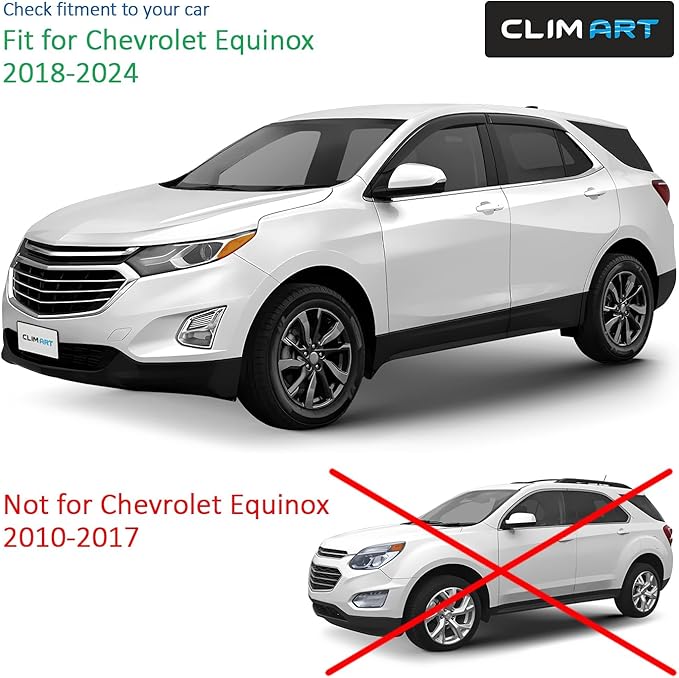 CLIM ART Incredibly Durable Rain Guards for Chevrolet (Chevy) Equinox 2018-2024, Original Tape-on Window Deflectors, Vent Deflector,Window Visors, Car Accessories, 4pcs. - 418081