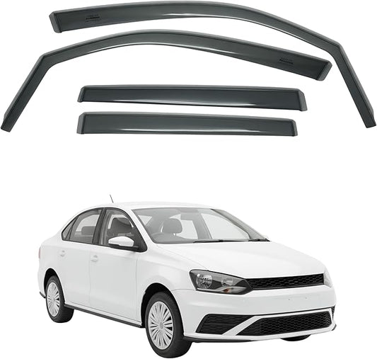in-Channel Car Window Rain Guard Compatible with VW Polo Sedan Vento mk5 fit:2010-2017 4pcs, Taiwan Made Precise & Transparent Car Wind Deflectors No Water Leakage Visors