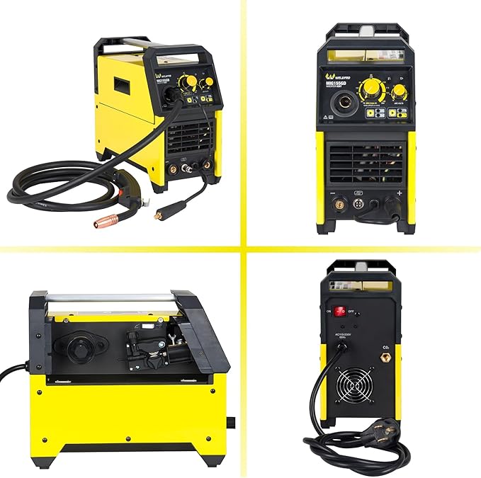 Weldpro 155 Amp MIG Welder, 110V/220V Flux Core MIG/Gas MIG/Spool Gun/Stick 4 in 1 Welding Machine with Synergy, IGBT Inverter Portable Gasless Welder Equipment, Aluminum Spool Gun Compatible
